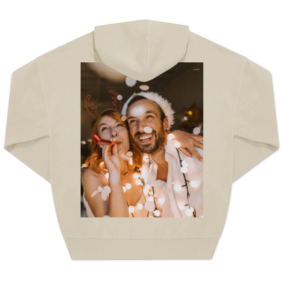 Hoodie beige unisexe Imprimé au dos