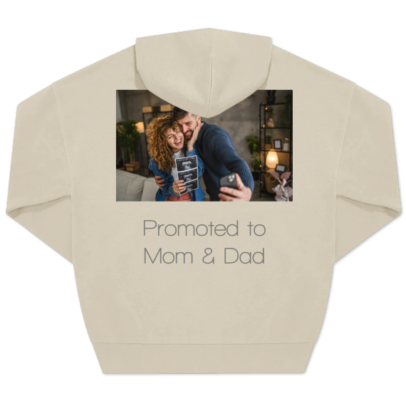 Hoodie Unisex Beige Print achterkant Hoodie Unisex Beige Print achterkant