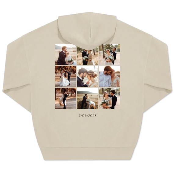 Hoodie Unisex Beige Print achterkant Hoodie Unisex Beige Print achterkant