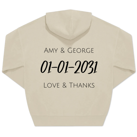 Unisex-Pullover, Beige Aufdruck auf der Rückseite Unisex-Pullover, Beige Aufdruck auf der Rückseite