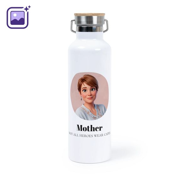 Thermosfles met bamboe deksel 75 cl