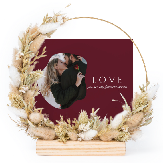 Dried flower wreath beige with 1 photo card Dried flower wreath beige with 1 photo card