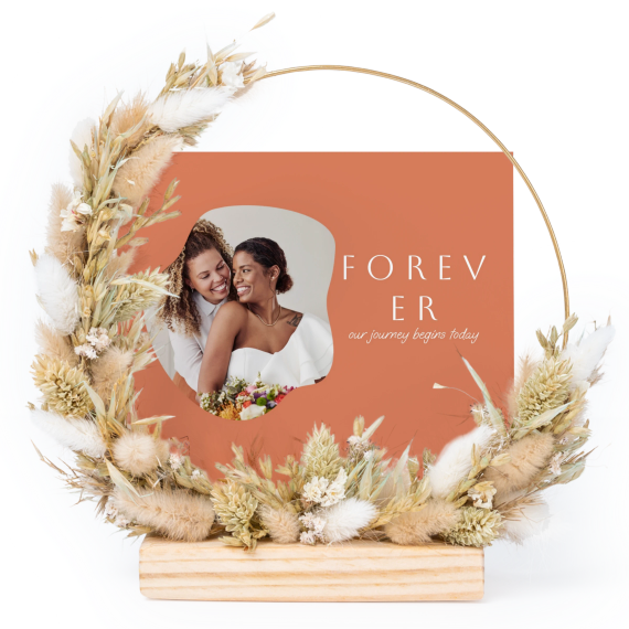 Couronne de fleurs sechées beige avec 1 carte Couronne de fleurs sechées beige avec 1 carte