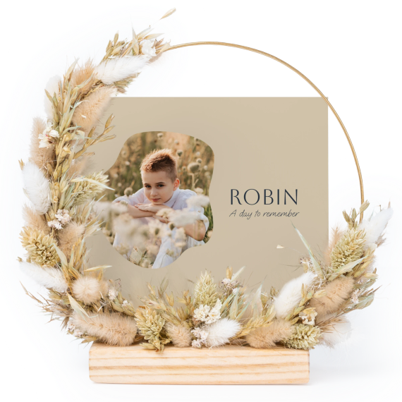 Dried flower wreath beige with 13 photo cards Dried flower wreath beige with 13 photo cards