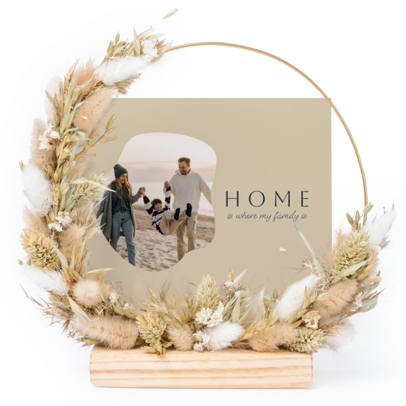 Dried flower wreath beige with 13 photo cards