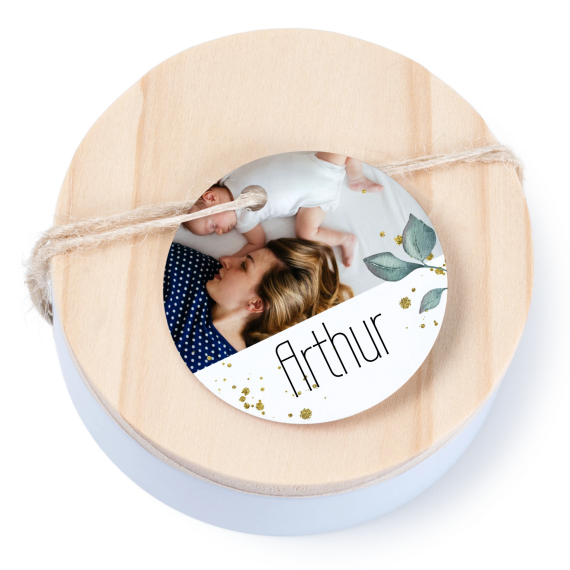 Boîtes en métal avec couvercle en bois sticker rond (lot de 12) Boîtes en métal avec couvercle en bois sticker rond (lot de 12)