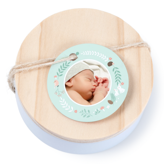 Boîtes en métal avec couvercle en bois sticker rond (lot de 12) Boîtes en métal avec couvercle en bois sticker rond (lot de 12)