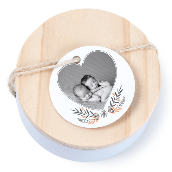 Boßtes en métal avec couvercle en bois sticker rond (lot de 12) Boßtes en métal avec couvercle en bois sticker rond (lot de 12)