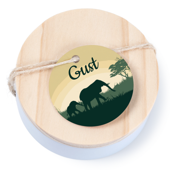 Boßtes en métal avec couvercle en bois sticker rond (lot de 12) Boßtes en métal avec couvercle en bois sticker rond (lot de 12)