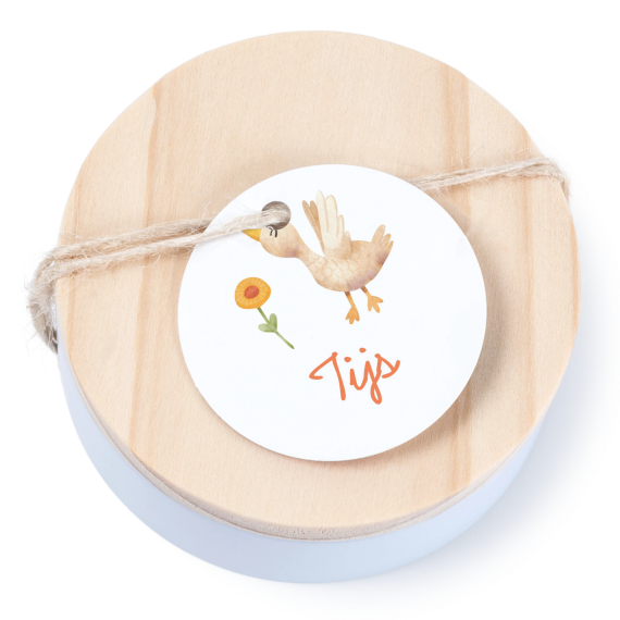 Boîtes en métal avec couvercle en bois sticker rond (lot de 12) Boîtes en métal avec couvercle en bois sticker rond (lot de 12)