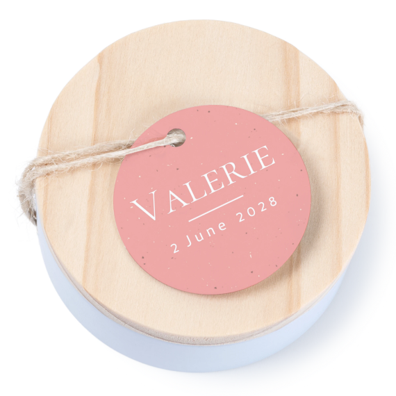 Boîtes en métal avec couvercle en bois sticker rond (lot de 12)