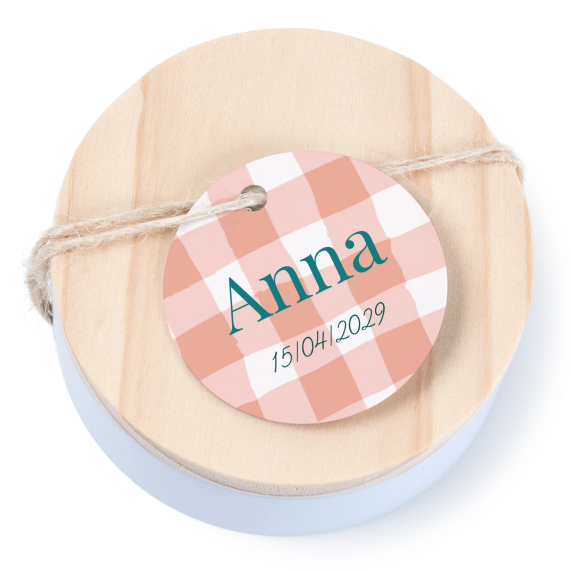 Boßtes en métal avec couvercle en bois sticker rond (lot de 12) Boßtes en métal avec couvercle en bois sticker rond (lot de 12)