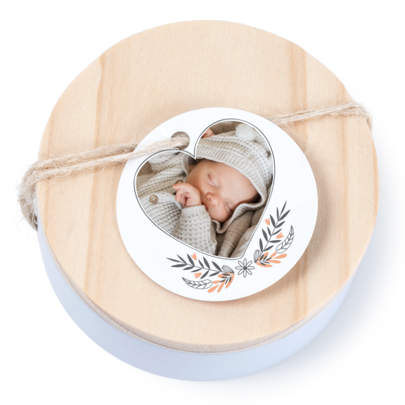 Tin box wooden lid round label - set of 12 Tin box wooden lid round label - set of 12