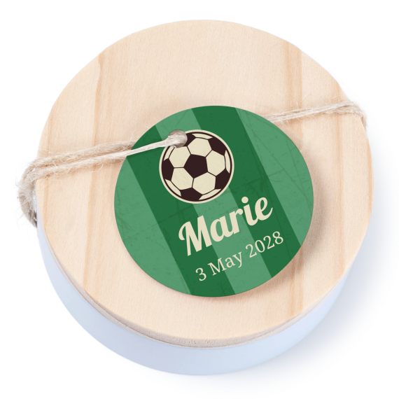 Boîtes en métal avec couvercle en bois sticker rond (lot de 12)