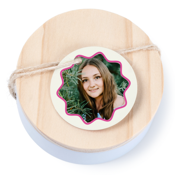 Boîtes en métal avec couvercle en bois sticker rond (lot de 12) Boîtes en métal avec couvercle en bois sticker rond (lot de 12)