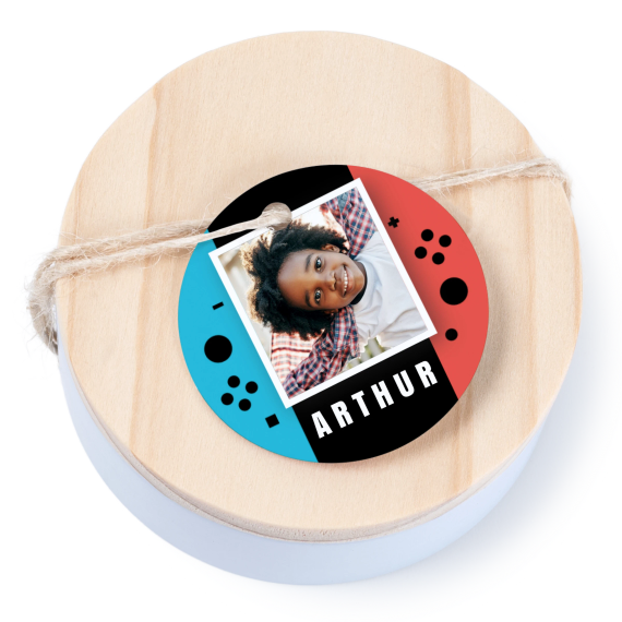 Boîtes en métal avec couvercle en bois sticker rond (lot de 12) Boîtes en métal avec couvercle en bois sticker rond (lot de 12)