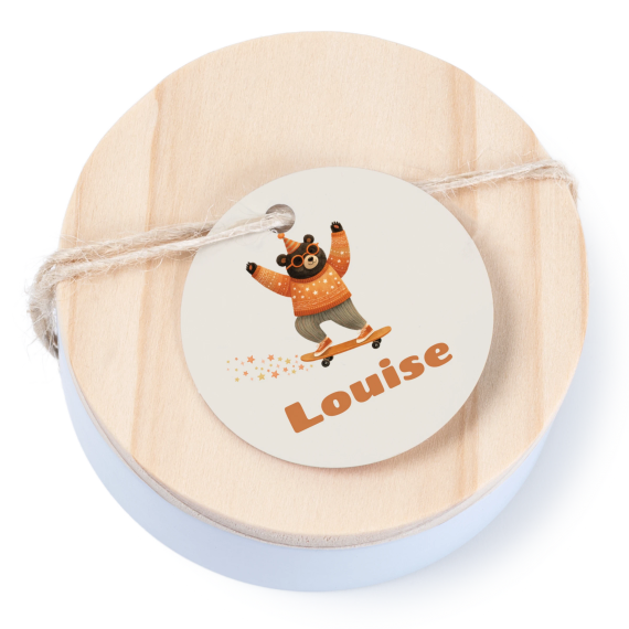 Boßtes en métal avec couvercle en bois sticker rond (lot de 12) Boßtes en métal avec couvercle en bois sticker rond (lot de 12)