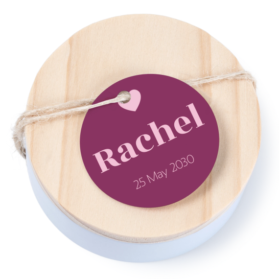 Tin box wooden lid round label - set of 12 Tin box wooden lid round label - set of 12