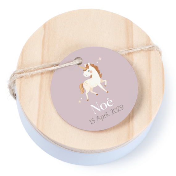 Tin box wooden lid round label - set of 12 Tin box wooden lid round label - set of 12