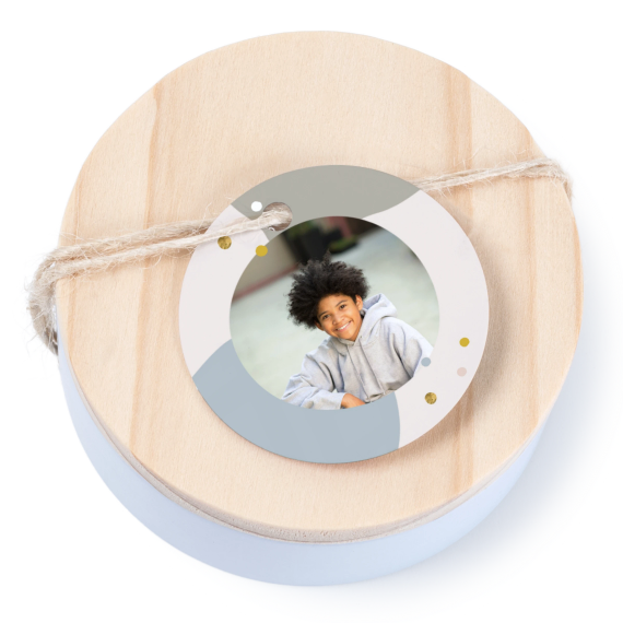 Boßtes en métal avec couvercle en bois sticker rond (lot de 12) Boßtes en métal avec couvercle en bois sticker rond (lot de 12)