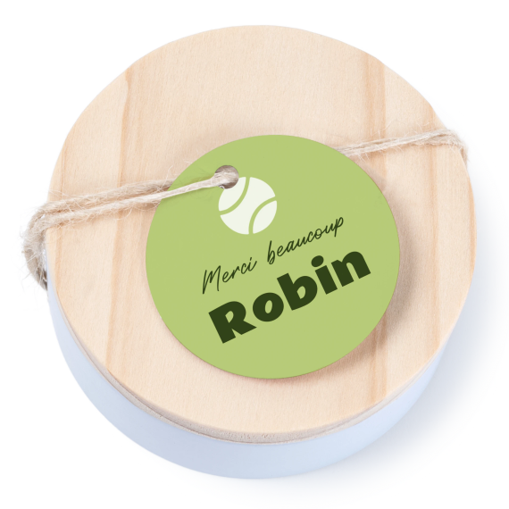 Boßtes en métal avec couvercle en bois sticker rond (lot de 12) Boßtes en métal avec couvercle en bois sticker rond (lot de 12)