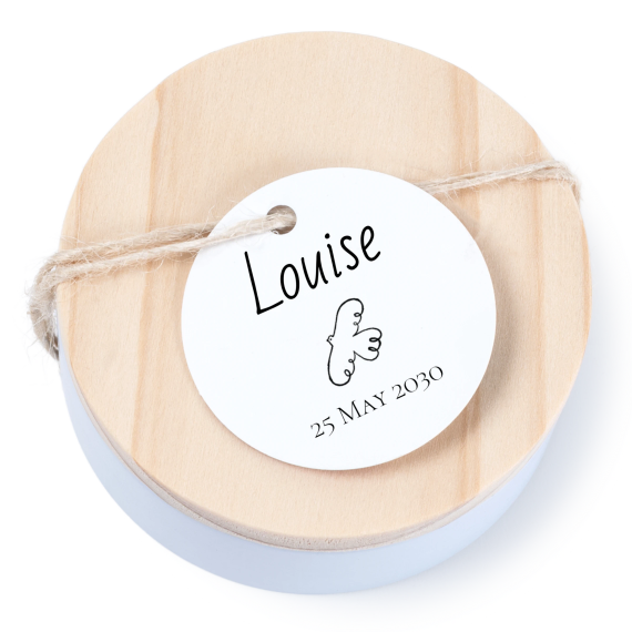 Boîtes en métal avec couvercle en bois sticker rond (lot de 12) Boîtes en métal avec couvercle en bois sticker rond (lot de 12)