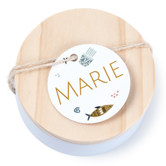 Boîtes en métal avec couvercle en bois sticker rond (lot de 12) Boîtes en métal avec couvercle en bois sticker rond (lot de 12)