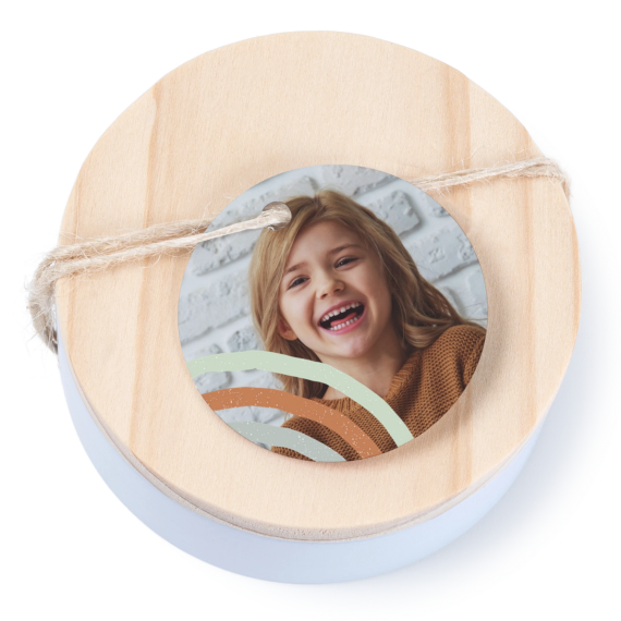 Boßtes en métal avec couvercle en bois sticker rond (lot de 12) Boßtes en métal avec couvercle en bois sticker rond (lot de 12)