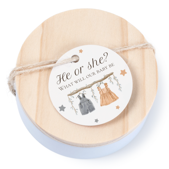 Tin box wooden lid round label - set of 12 Tin box wooden lid round label - set of 12