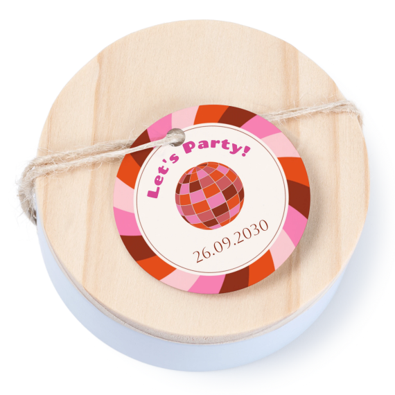 Boîtes en métal avec couvercle en bois sticker rond (lot de 12)