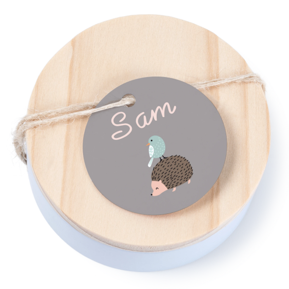 Boßtes en métal avec couvercle en bois sticker rond (lot de 12) Boßtes en métal avec couvercle en bois sticker rond (lot de 12)