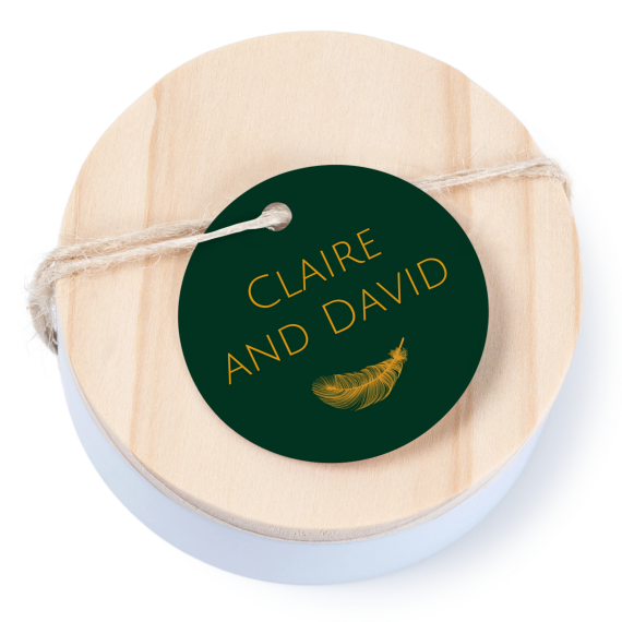 Boßtes en métal avec couvercle en bois sticker rond (lot de 12) Boßtes en métal avec couvercle en bois sticker rond (lot de 12)