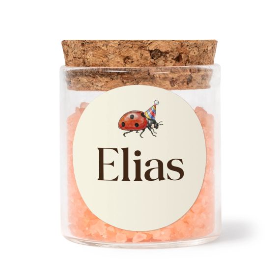 Glasburkar med runda klistermÀrken och rosa badsalt - 12 st Glasburkar med runda klistermÀrken och rosa badsalt - 12 st