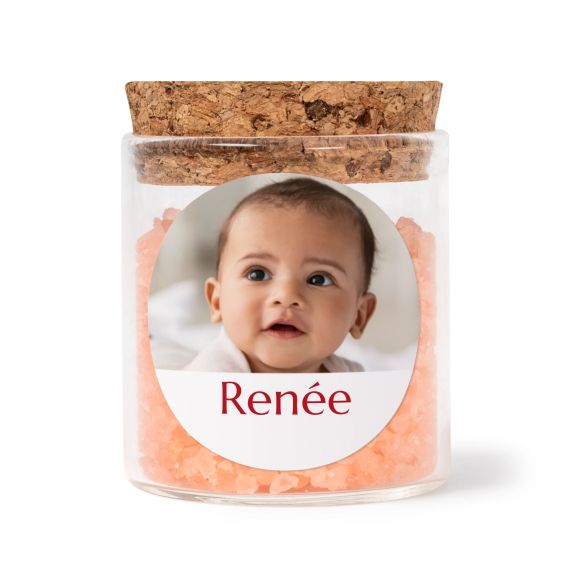 Mini bocal avec stickers rond et sel de bain rose (lot de 12) Mini bocal avec stickers rond et sel de bain rose (lot de 12)