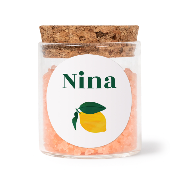 Mini bocal avec stickers rond et sel de bain rose (lot de 12) Mini bocal avec stickers rond et sel de bain rose (lot de 12)