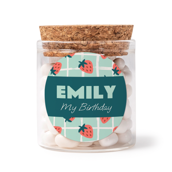 Glass jars with round stickers - set of 12 Glass jars with round stickers - set of 12
