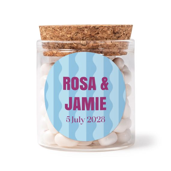 Mini-Glas personalisiert mit rundem Sticker - 12 Stk. Mini-Glas personalisiert mit rundem Sticker - 12 Stk.