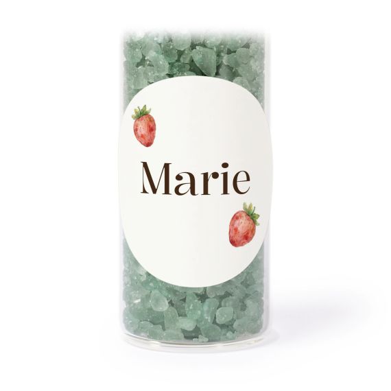 Tube avec sticker rond & sel de bain vert (lot de 12) Tube avec sticker rond & sel de bain vert (lot de 12)
