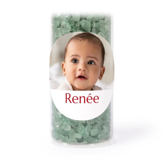 Tube avec sticker rond & sel de bain vert (lot de 12) Tube avec sticker rond & sel de bain vert (lot de 12)