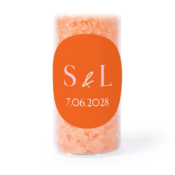 Tube avec sticker rond & sel de bain rose (lot de 12) Tube avec sticker rond & sel de bain rose (lot de 12)