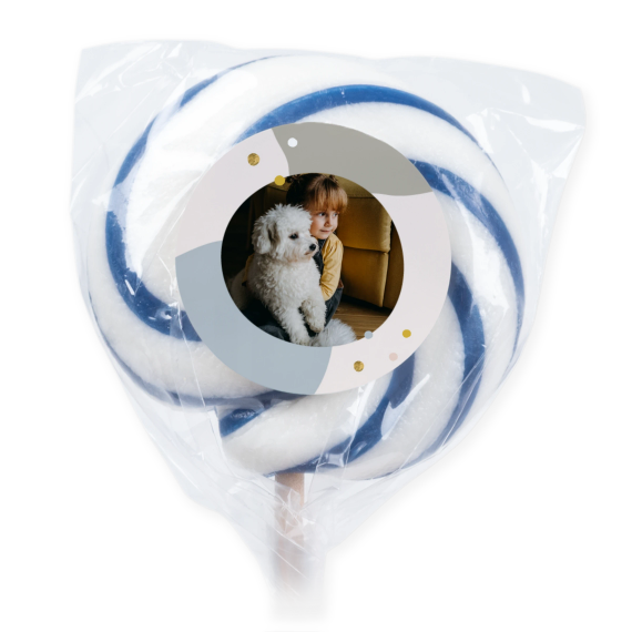 Blaue Lutscher mit Fotoaufkleber personalisiert - 6 Stk. Blaue Lutscher mit Fotoaufkleber personalisiert - 6 Stk.