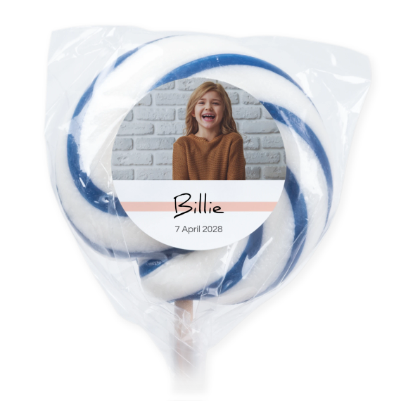 Blaue Lutscher mit Fotoaufkleber personalisiert - 6 Stk. Blaue Lutscher mit Fotoaufkleber personalisiert - 6 Stk.