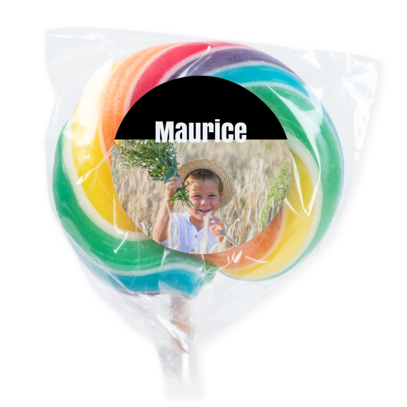 Bunter Lutscher mit Fotoaufkleber personalisiert - 6 Stk. Bunter Lutscher mit Fotoaufkleber personalisiert - 6 Stk.