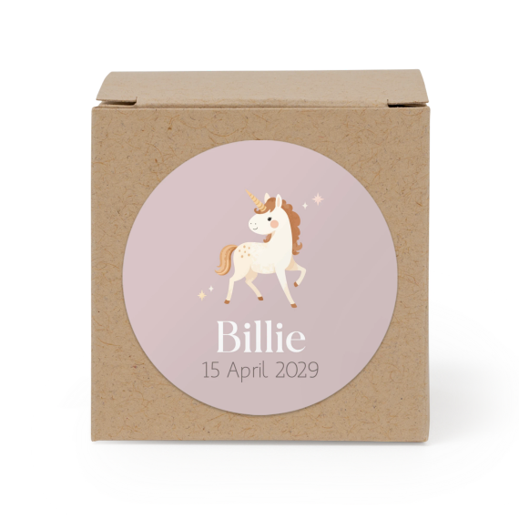 Cadeaudoos beige met ronde sticker - Set van 24
