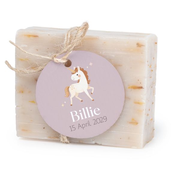 Zeepjes met rond label - set van 6
