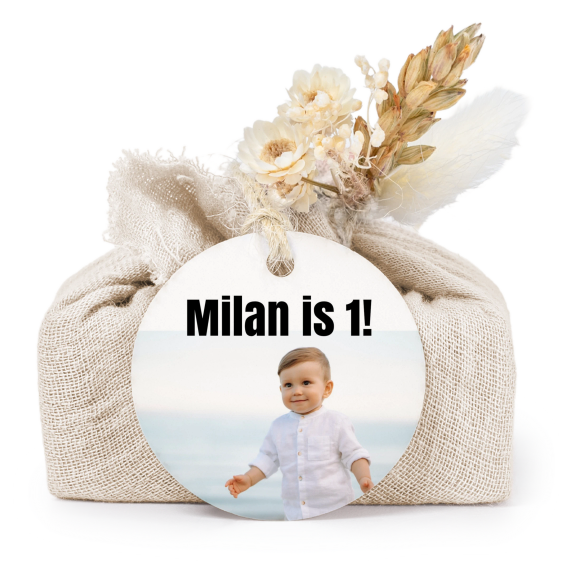 Lot de 6 savons avec emballage en coton beige et étiquettes rondes Lot de 6 savons avec emballage en coton beige et étiquettes rondes
