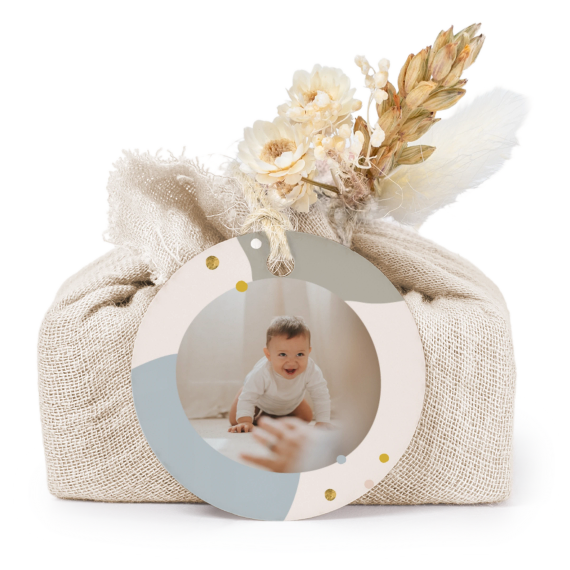 Zeepjes in beige tetra doekje met rond label (set van 6) Zeepjes in beige tetra doekje met rond label (set van 6)