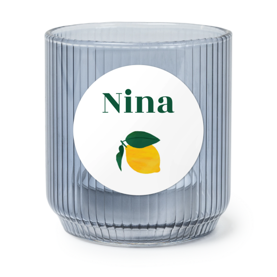 Personalised Blue Glass Tealight Holder with Round Stickers – Set of 6 Personalised Blue Glass Tealight Holder with Round Stickers – Set of 6