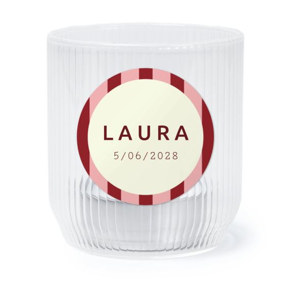 Personalised Clear Glass Tealight Holder with Round Stickers – Set of 6