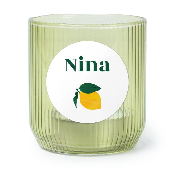 Personalised Green Glass Tealight Holder with Round Stickers – Set of 6 Personalised Green Glass Tealight Holder with Round Stickers – Set of 6